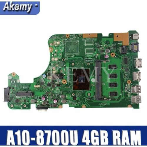SAMXINNO For Asus X555 X555YA X555YI X555D X555DG X555DA Laotop Mainboard X555DA Motherboard W/ A10-8700U 4GB RAM