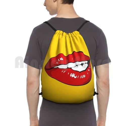 Sexy Biting Lips Throw Pillow Face Mask Backpack Drawstring Bags Gym Bag Waterproof Popart Pop Art Roy Lichtenstein Sexy