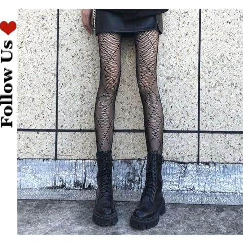 Gothic Mesh Black Stockings Womens Autumn Winter Pantyhose Stockings Ins Tide Sexy Fishnet Stockings JK Black Thin Tights