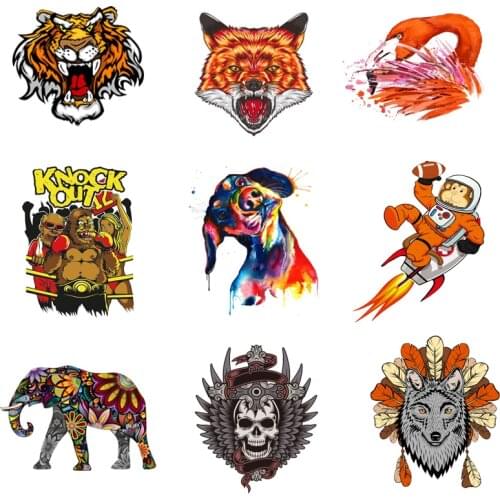 Iron-on Transfers for Clothing Patches Clorhing Stickers Stripe Rock T-shirt Diy Tiger Head Patch Fusible Vinyle Thermocollant A