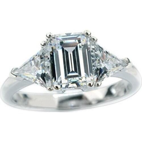Solid 14K Ring 3CT Emerald Cut Engagement Diamond Ring for Women AU585 White Gold Ring