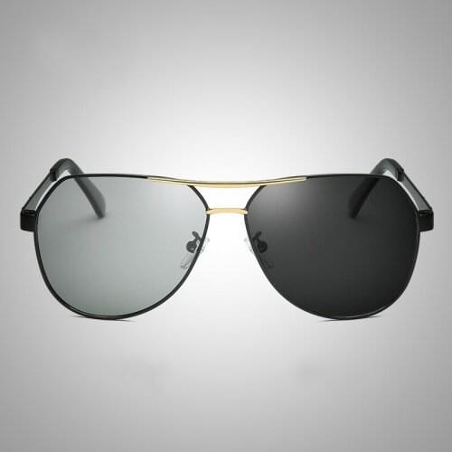 Viodream Driver photochromic Polarized Night vision yellow Sunglasses Male UV400 Double Color Plating frame Driving Sun glasses