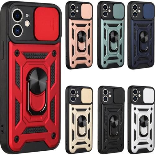 Armor Slide Phone Case for Samsung A02S A11 A22 A52 A72 A12 A20S A10S A32 A82 A30 A51 A71 Camera Protection Magnetic Ring Cover
