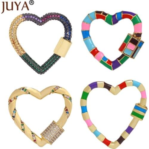 JUYA Jewelry Making Cute Heart Clasp CZ Lock Hook Spiral Clasps for DIY Luxury Women Necklace Bracelet Hand Made Accessories
