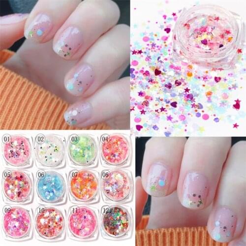 1 Box Nail Art Mermaid Glitter Flakes 3D Irregular Sequin AB Aurora Sparkly Hexagon Paillette Spangle Polish Manicure