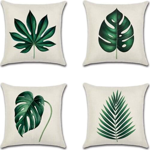 1pc Tropical Plant Cushion Cover Tropical Green Leaf Pillow cover Decorative Pillows for Sofa Throw Pillowcase