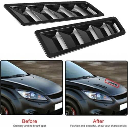 2Pcs Car Hood Scoop Styling Air Vent Trim Louver Air Flow Intake Decor Hood Vent Pair Vents Scoop Bonnet Louvers Spoiler Trim