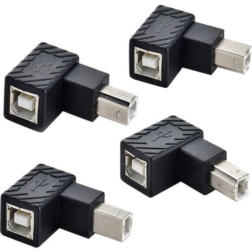 USB 2.0 Type B Print Port Adapter Converter 90 Degree Right Angle Plug Jack Male to Female for Printer Scanner Black