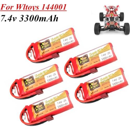 Battery For Wltoys 144001 car 2s 7.4 V 3300mAh Lipo battery T Plug for Wltoys 1/14 144001 RC car boat Lipo battery 1-5PCS