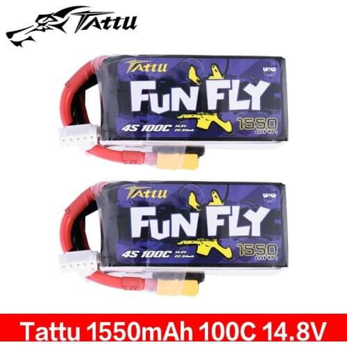 New TATTU FUNFLY 1550mAh 1550mAh 4s 14.8V 100C Lipo Battery with XT60 Plug for FPV 250 230 210 180 Size Drone