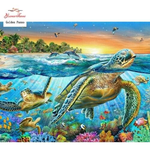 GOLDEN PANNO Diamond Painting Full Square 5D Diy Daimond Embroidery Diamant Mosaic Sale Displasy Broderie Diamant "Sea Turtle"12