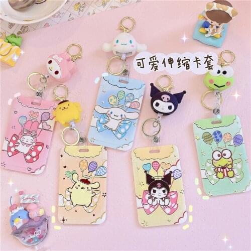 Hot Sell Cute Cartoon ID Card Fashion Student Campus Badge Bus Card With Keychain Cute Doll Pass Slide Cover