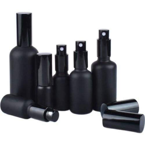 Black Spray Bottle Lucifugal Essential Oil Container Empty Glass Emulsion Refillable Pot Portable Cosmetic Pressd Pump Bottle