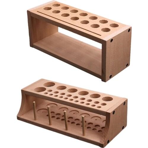 Multi Holes Pine Wooden Leathercraft Rack Stand DIY Stamping Punching Tools Holder Organizer Sewing Accessories Storage Holder