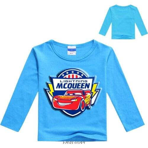 Childrens long sleeve tops Car boys girl t-shirt 100% cotton clothes kids McQueen tee shirt Disney