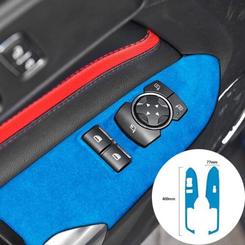 For Ford Mustang 2015-2019 Alcantara Suede Wrap Car Windows Lift Control Panel Strip Cover Trim Sticker Internal Accessories