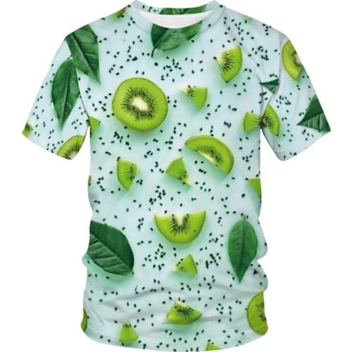 Fruit Style 3D Print T-Shirt Men Women Fashion O-Neck Short Sleeve T Shirt Kiwi Pattern Hip Hop Streetwear Tees Tops Male Tshirt