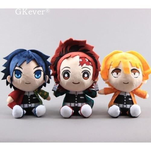 8" 20cm Anime Demon Slayer Plush Toys Doll Peluche Cartoon Kamado Tanjirou Tomioka Giyu Agatsuma Zenitsu Toy Baby Kids Gift