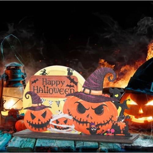 Hot Sale Halloween Wooden Ornaments Pumpkin Ghost Trick Or Treat Pendants Halloween Party Decoration For Home Door Hanging Signs