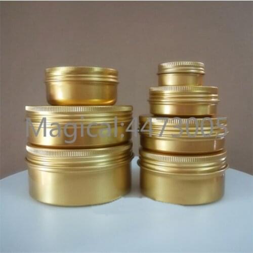 30/50/60/80/100/150g ML refillable box gold empty round aluminum metal tin cans cosmetic cream DIY jar tea gold Aluminum Pot
