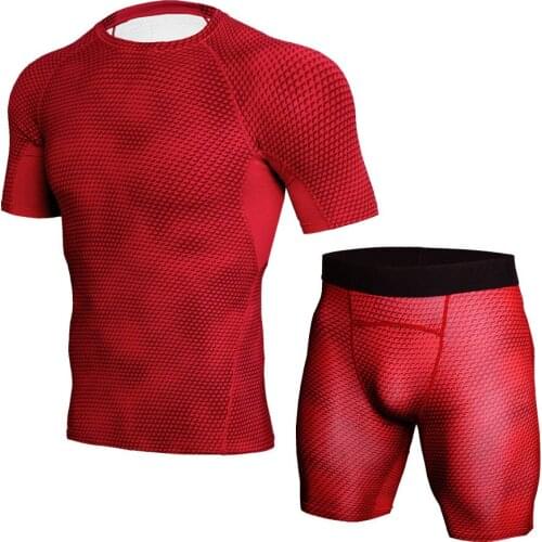 Mens Sports Suit 2020 Mesh Sport Man Underwear Set Short Sleeve Mens Sports Suit Male Sports Compression Shirts