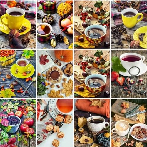 HUACAN DIY Diamond Painting 5d Coffee Full Square Drill Diamond Embroidery Landscape Mosaic Food Home Decor Craft Kit