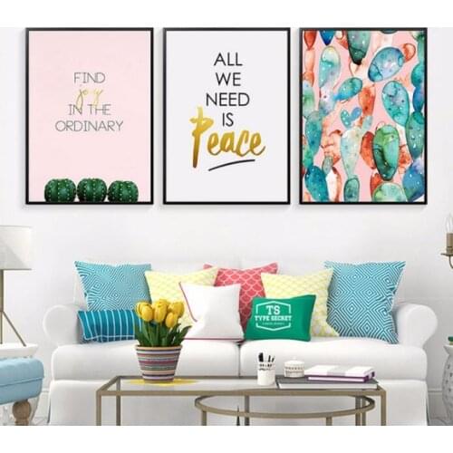 Nordic Posters Watercolor Cactus Painting Landscape Plants Wall Art Pictures Modern Living Room Decorations Poster And Print