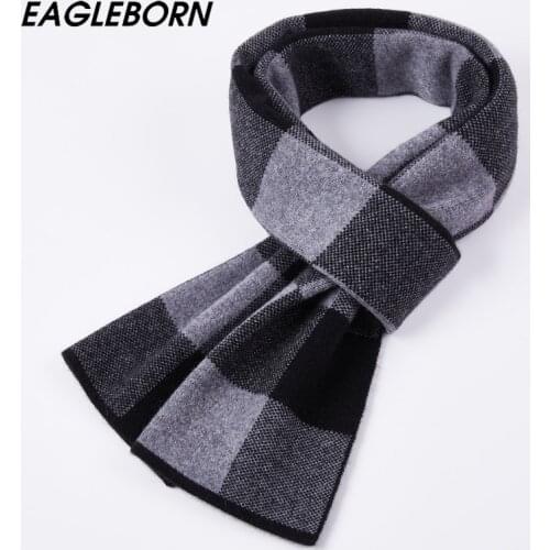 New Winter Men Black Gray Scarf Lattice Square Men Fashion High Quality Business Simple Wool Cashmere Scarf Winter Warm Shawl