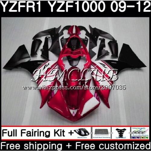 Bodys For YAMAHA YZF-1000 YZF R1 2009 2010 2011 2012 9HC.5 YZF-R1 YZF 1000 R 1 YZF1000 Dark red blk YZFR1 09 10 11 12 Fairings