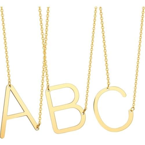 Necklaces Alphabet Initial Pendants Necklace Gold Color Stainless Steel Choker Necklace for Women Jewelry