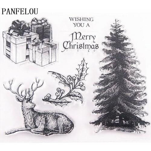 PANFELOU 12x10.5 Snow tree deer Transparent Clear Silicone Stamp/Seal DIY scrapbooking/photo album Decorative clear stamp sheets