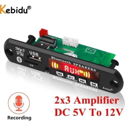 Bluetooth 5.0 MP3 Decoder Board Car Kit Amplifier FM Radio DC 5V-12V Audio Module For Car Music Speaker Recording Handsfree