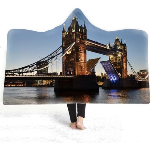 Custom Hooded Towel Tower Bridge on River Thames Bath Towel With Hood England London Wearable Beach Blanket