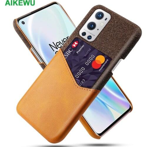 For OnePlus 9 Shockproof Case for OnePlus 9 Pro Business Fabric + Luxury Leather Card Holder Fitted Cover