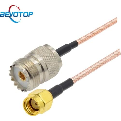 RP-SMA Male to UHF Female SO239 Adapter RG316 Pigtail Jumper RF Extension Cable 15CM 6" for CB Radio Ham Radio FM Transmitter
