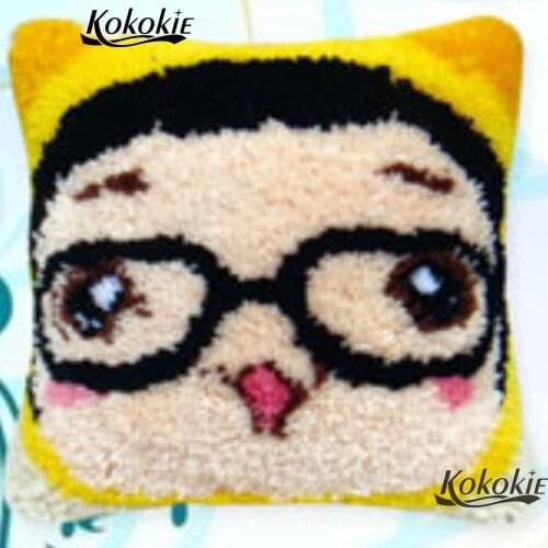 Handicraft Embroidery Pillowcase diy carpet Latch Hook rug Pillow 3d Printed canvas cartoon Unfinished Crocheting Yarn Cushion