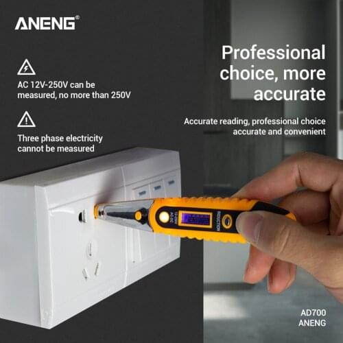 ANENG AC/DC 12-250V LCD Digital Display Voltage Test Pen Multi-functional Voltage Detector Tester Electrical Screwdriver Pen