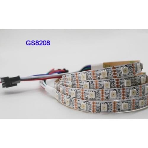 1m/3m/5m GS8208 smart pixel led strip 30/60/144 pixels/leds/m,WS2811 Updated,DC12V,IP30/IP65/IP67,Black/White PCB,5050 SMD RGB