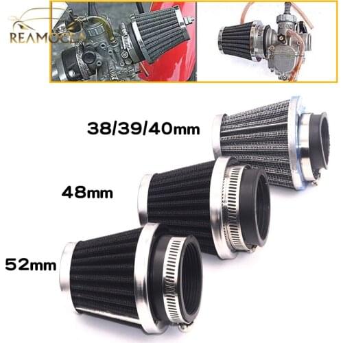 Reamocea 38 39 40/48/52mm Air Filter Cleaner Motorcycle Pit Bike Stainless Steel Air Cleaner Intake Filter Fit for Honda Yamaha