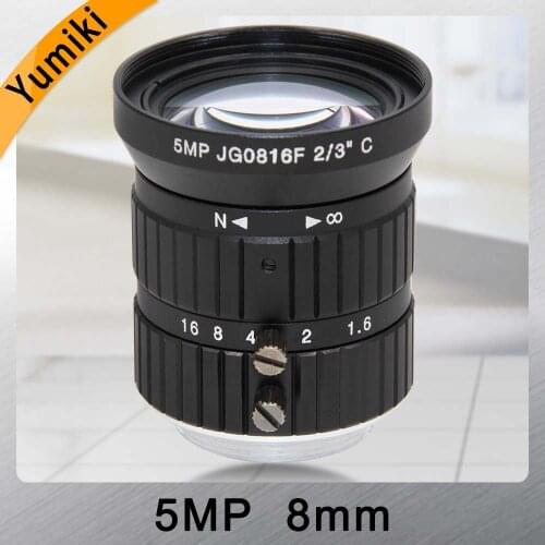 Yumiki HD 5MP CCTV Camera Lens 8mm F1.6 Aperture 2/3" Image Format Mount C Industrial Security Road monitoring