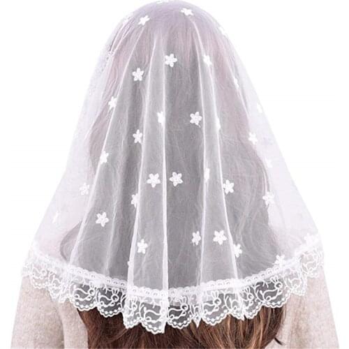 Women Mantilla Chapel Veils Headcovering for church Catholic Lace Embroided Tridentine Mass Veils Mantille Velo Negra MS2027