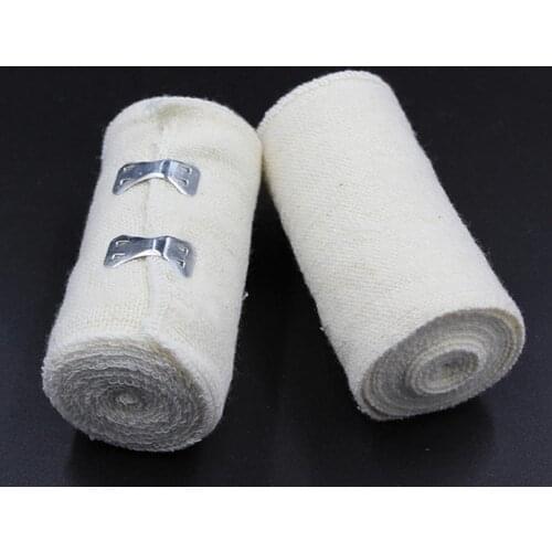 1 Roll Cotton Bandage Washable Plain Weave 7.5/10/15cm x 450cm Closure High Elastic Sport First Aid Nursing Treatment Bandage