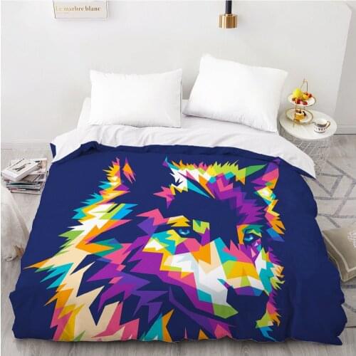 1Pcs 3D Printed Colorful Animal Wolf Duvet Cover 220x240 King Size Printing NO Pillowcases And NO Sheets Home Textiles Comforter