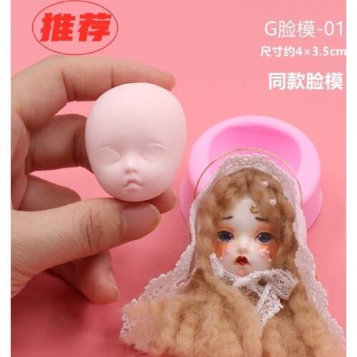 2pcs DIY clay resin soil girl heart Japanese soft girl face mold soft clay doll face mold baby face brooch mold