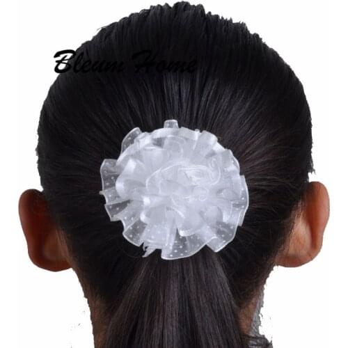 2pcs/lot Female student opening school gift Cute cartoon white hair accessories Girl head rope bow flower headwear Elastic hair