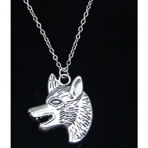 20pcs New Fashion Necklace 35x30mm wolf dog wolfhound Pendants Short Long Women Men Colar Gift Jewelry Choker