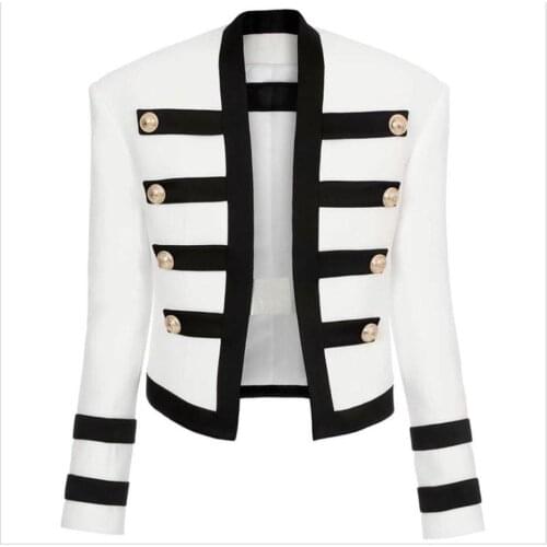 2020 European and American new versatile and handsome coat lion button black and white contrast