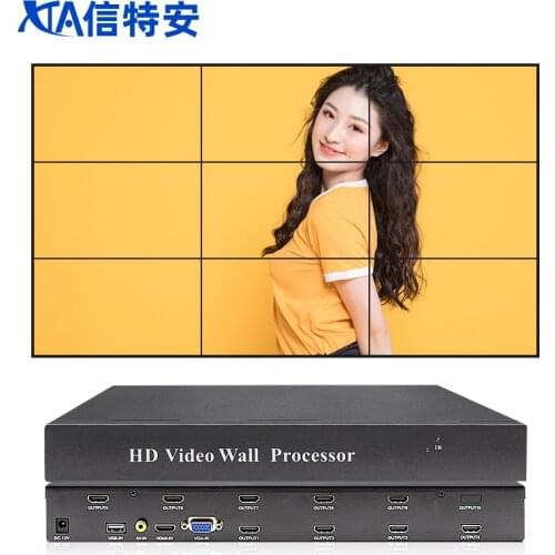 3×3 1920*1080P@60Hz video wall processor HDMI 3×2 2×2 4×2 2×4 LCD tv wall controller 1 input 9 HDMI output