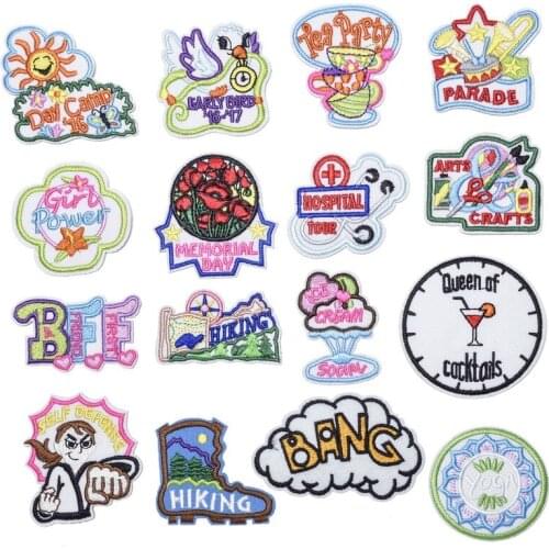 50pcs/lot Embroidery Patches Clothing Decoration letter strangethings hiking party cocktail Backpack Iron Heat Transfer Applique
