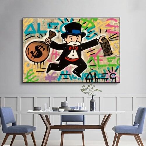 Alec Monopoly Rich Airways Graffiti Art Paintings on the Wall Art Posters and Prints Street Art Home Decorative Pictures Cuadros